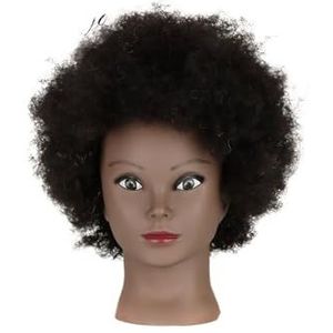 Mannequinhoofd met menselijk haar en pruikstandaard, statief for schoonheidsschool, vlechtpraktijk, kappersopleiding, mannequinhoofdstatief(2)