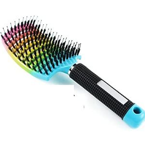 Borstel hoofdhuid massage kam haarborstel borstel nylon vrouwen nat krullend ontwarren haar borstel voor salon kappers styling tools 1 stuk (kleur: zwart)