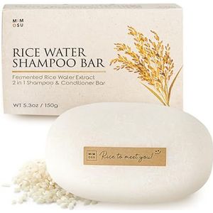 mimosu Haargroei Shampoo Bar, Gefermenteerd Rijstwater 2-in-1 Shampoo & Conditioner, 5 Oz, ongeparfumeerd, pH gebalanceerd, Solid Bar voor vet haar, Koreaanse haarverzorging