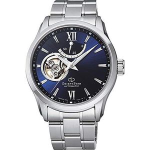 Orient Heren analoog automatisch horloge met roestvrij stalen armband RE-AT0001L00B, zilver-blauw, armband