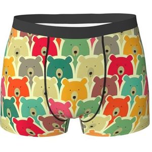TyEdee Boxershorts voor heren, met vlinderprint, boxershorts, zacht ademend ondergoed, Kleurrijke Beren, S