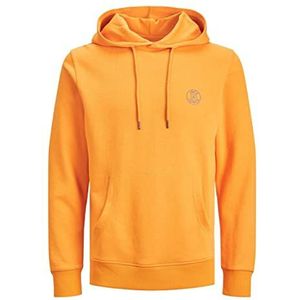 JACK & JONES Heren Jjebasic Logo Sweat Hood Noos Hooded Sweatshirt, Oranje (Dark Cheddar/Logo: Bright Cobalt), S