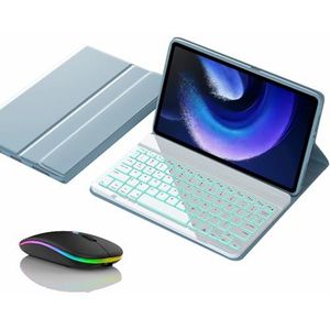 Toetsenbordhoes voor Xiaomi Mi Pad 5/5 Pro 11"" 2021, Magnetisch Afneembaar Draadloos Achtergrondverlichting Toetsenbord met Bluetooth Muis,Blauw