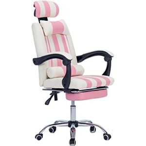 Bureaustoel Werkkruk Fauteuil Hoge Rugleuning Computer Draaistoel Ergonomisch S-vormig Gebogen Ontwerp Met Hoofdsteun Met Voetsteun Managersstoel(Color:C)