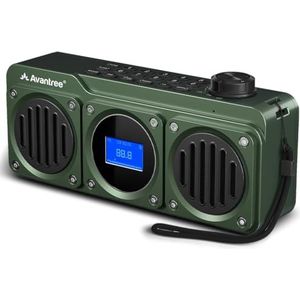 Avantree Boombyte - Draagbare FM-radio met bluetooth-luidspreker, twee luidsprekers (14 W), hoog volume, stereogeluid, sleuf voor micro-SD-kaart, met USB-poort, 11 uur, oplaadbaar, MP3-speler