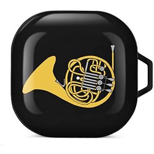 French Horn Earbuds Case Compatibel met Samsung Hard Shell Beschermhoes Zwart-Stijl