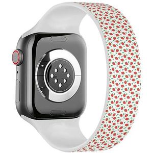 Solo Loop band compatibel met alle series Apple Watch 38/40/41mm (rode aardbeien) rekbare siliconen band band accessoire, Siliconen, Geen edelsteen