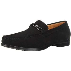 Stacy Adams Men's Neville Moc-Toe Slip-On Penny Loafer, Black Suede, 10 W US