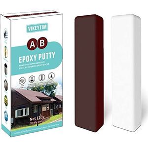 VIKEYTIM Epoxy kneedmassa, 120 g, 2-componentenlijm, hout, metaal, steen, hard plastic, acryl, keramiek, glas lijmen en repareren, extra harde hitte- en waterbestendig (bruin)