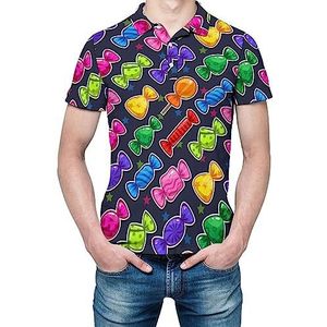 Kleurrijke snoepjes heren shirt met korte mouwen golfshirts normale pasvorm tennis T-shirt casual zakelijke tops