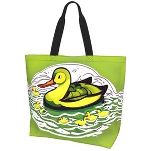 MYGANN Duck Flock Game Women'S Grote Capaciteit Schouder Waterdichte Boodschappentas Voor Dagelijkse Reizen Gift Bag, Zwart, Eén maat