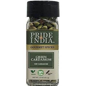 Pride Of India - Organic Green Cardamom Whole- 1.3 Oz (37 GM) Dual Sifting Potten - Authentieke Indiase groene peulen - Beste Toegevoegd aan Rijst, Thee