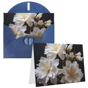 VTCTOASY Witte Bloemen Print Verjaardagskaart Lege Wenskaarten Met Enveloppen Dank U Kaart Grappige Kerstkaarten Voor Alle Gelegenheden Verjaardag Bruiloft