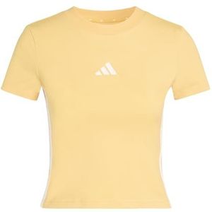 adidas Mujer ESSENTIALS 3 STRIPES SLIM BABY T-SHIRT, Semi Ice Tangerine/white, XL
