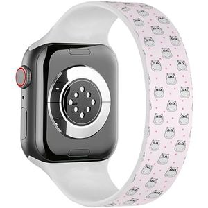 Solo Loop band compatibel met alle series Apple Watch 38/40/41mm (schattige kinderen nijlpaard meisjes) rekbare siliconen band band accessoire, Siliconen, Geen edelsteen