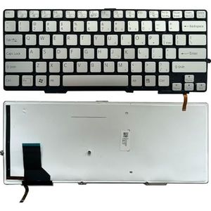 Verlicht Amerikaans toetsenbord voor Sony voor Vaio SVS13-serie SVS13A SVS13A2S1C SVS131A12T SVS13P Engels met achtergrondverlichting(Silver)
