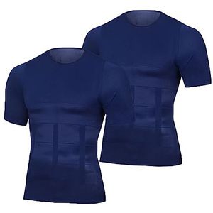 XTEES Ion Afslanken en Vormen Onderhemd, Ion Vormgeven Vest, Gynaecomastie Compressie Shirts voor Mannen, 2 stks Blauw, XL