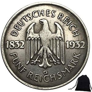 LKTingBax 1932 Gesneden Reichsmark Duitse munten- Europa munten- Challenge Coin Herdenkingsmunt Oude Munt + KaiKBax Bag - Beste cadeau voor papa/vriendjes/man die het leven gemakkelijker maakt