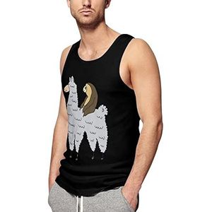 Luiaard paardrijden alpaca mannen spier tank tops print mouwloze t-shirts workout fitness tee ondershirts 2XL