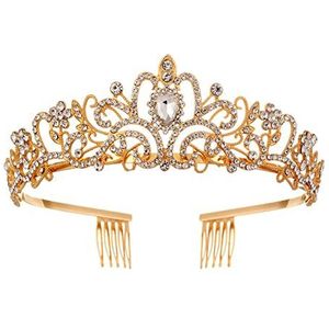 Kroon dames kristallen prinses kroon strass koningin tiara voor vrouwen strass bruid kroon prinses tiara hoofdband gouden tiara bruiloft en kroon voor vrouwen verjaardagskroon kostuum party accessoires