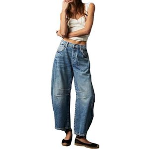 Dames Rechte Broeken Jeans Hoge Taille Stretch Baggy Mom Jeans Denim Broeken Jeans(Blue,XX-Large)