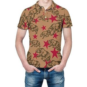 California Bear And Red Star heren shirt met korte mouwen golfshirts normale pasvorm tennis T-shirt casual business tops