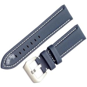 INSTR Koolstofvezel nylon canvas horlogeband voor TAG herenpolshorlogebandarmband (Color : Blue Silver clasp, Size : 26MM)