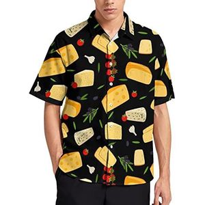 Kaas Patroon Hawaiiaanse Shirt Voor Mannen Zomer Strand Casual Korte Mouw Button Down Shirts met Zak