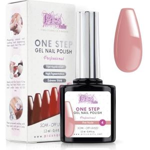 Semi-Permanente UV/Led Nagellak One Step 12 ml - Nude Roze - UV Gel Nagellak - Glanzende Nagels met of zonder Basis en Top Coat