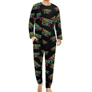 Kies Kind Comfortabele Heren Pyjama Set Ronde Hals Lange Mouw Loungewear met Zakken 2XL