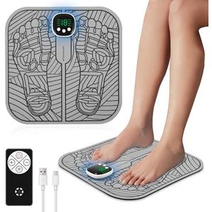 Zaxiva voetmassage, EMS-voetmassageapparaat met afstandsbediening, 8 standen en 19 intensiteiten, opvouwbaar elektrisch voetmassageapparaat voor bloedcirculatie en verlichting van spierpijn