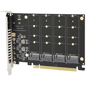 Dubbele M.2 PCIE-adapterkaart, 4-poorts M.2 NVMe SSD Naar PCIE X16 M Key Harde-schijfconverterlezer, 4x32Gbps Full Speed ​​3.0/4.0 Pc Interne Uitbreidingskaart(ph44)