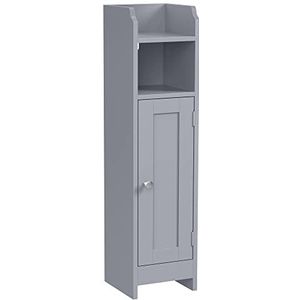 VASAGLE Toiletkast Badkamermeubel Slanke badkamerplank Verstelbare planken Ruimtebesparend Eenvoudige montage Mystic Grey BBC310P36