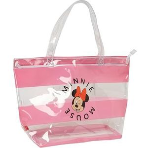 Safta MINNIE MOUSE BEACH Boodschappentas voor dames, comfortabel en veelzijdig, kwaliteit en duurzaamheid, 54 x 17 x 35 cm, roze/transparant, Roze/Transparant, Standaard, casual