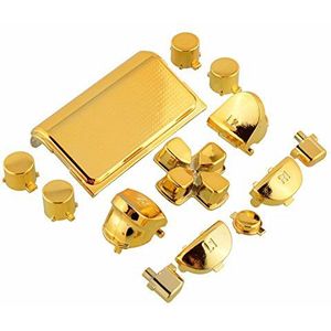 Volledige knoppen Aangepaste Mod Kit Set voor Sony Playstation 4 PS4 Controller Vervanging, Chrome Gold
