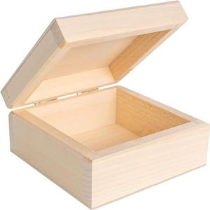 Creative Deco - Houten Doos met Deksel - Onbeschilderd Natuurlijk - 10x10x5 cm