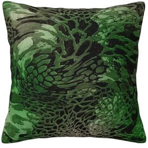 YUNWEIKEJI Groene slangendruk, kussensloop, decoratieve kussensloop, zachte polyester kussenhoezen, 45 x 45 cm