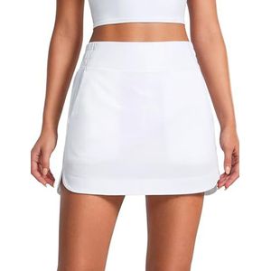 CRZ YOGA Hoge taille golfrokken voor vrouwen A-lijn tennis atletische casual skort met binnenzakken wit S