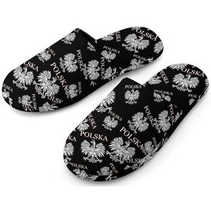 POLSKA EAGLE Pantoffels voor dames, met volledige print, warme antislip rubberen zool, huisschoenen voor binnenhotel, 38-39 (7-8)
