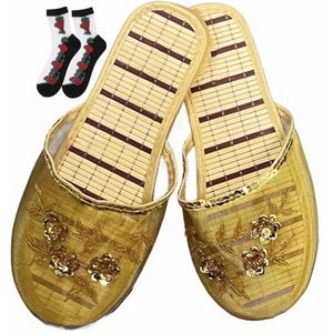 Chinese mesh pantoffels for dames Floral mesh sandaal Comfortabele ademende pantoffels met sokken (Color : E, Size : 40 EU)