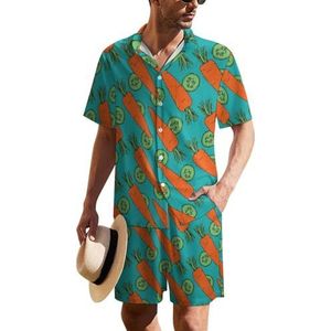 Carrots And Cucumbers Hawaiiaanse pak voor heren, set van 2 stuks, strandoutfit, shirt en korte broek, bijpassende set