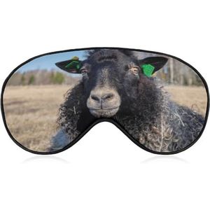 Schattige kleine schapen lammeren in weide op een boerderij slaapmasker met verstelbare riem, comfortabel zacht oogmasker slaaphulp, lichtblokkerende oogmaskers