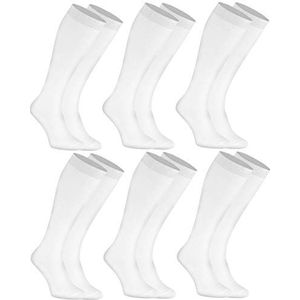 Rainbow Socks - Vrouw Man Bamboe Kniekousen - 6 Paars - Wit - Maat EU 39-41