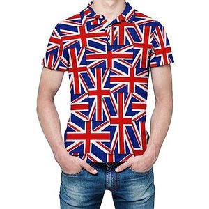 Britse vlag patroon heren shirt met korte mouwen golfshirts regular fit tennis t-shirt casual business tops