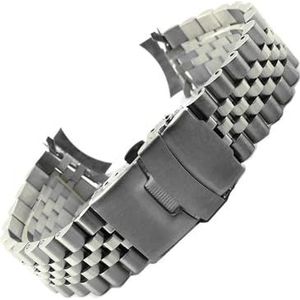 20mm 22mm Roestvrij Stalen Bands Armbanden Gebogen Einde Vervanging fit for Seiko SKX007 SKX009 SKX011 Zwart Zilver horlogeband (Color : WZ-silver, Size : 22mm)