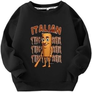 MAOXITCATY Klassieke crewneck sweatshirts voor jongens en meisjes met cartoon AI-dierenprint, lange mouwen voor kinderen,zwart,100cm