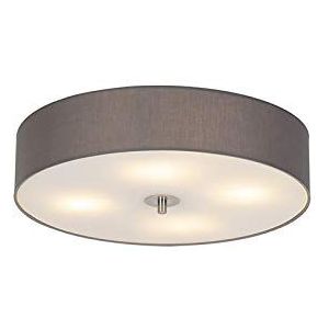 QAZQA - Modern Landelijke plafondlamp grijs 50 cm - Drum | Woonkamer | Slaapkamer | Keuken - Stof Rond - E27 Geschikt voor LED - Max. 4 x 40 Watt