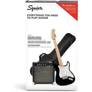 Squier Series Stratocaster Pack MN Black - Beginner electric guitar kit