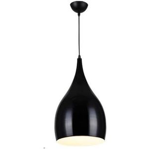 LANGDU Moderne Macaron Aluminium Kroonluchters Scandinavische Stijl Creatief Ontwerp Industriële Hanglamp E27 Basis Hanglamp for Keukeneiland Studeerkamer Woonkamer Bar (Color : Black, Size : 10.2in