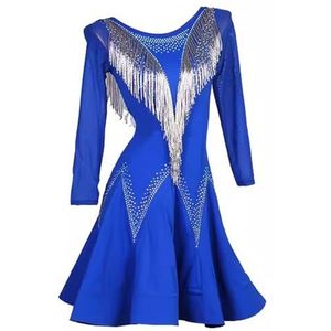 Blauw,L,FZHQNZJF Strass Professioneel Latijnse Dans Wedstrijdjurken Voor Vrouwen Cha Cha Tango Kostuum Balzaal Prestaties Slijtage Prachtig Salsa Danskleding